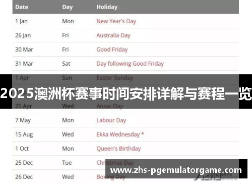 2025澳洲杯赛事时间安排详解与赛程一览